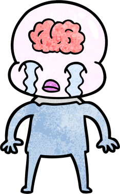 Bir insan tarafından çizilmiş koca beyinli bir uzaylı ağlaması.