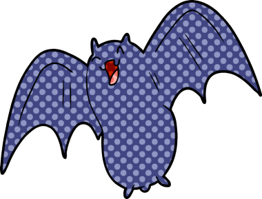 Bir insan tarafından çizilmiş ürkütücü çizgi film yarasası.