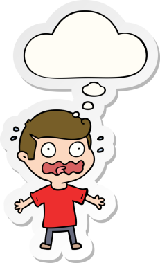 Çizgi filmci, insan tarafından çizilmiş bir çıkartma olarak düşünce baloncuğuyla strese girdi.