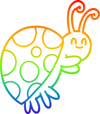 Gökkuşağı gradyan çizgisi bir insan tarafından çizilmiş şirin bir uğur böceğinin çizimi