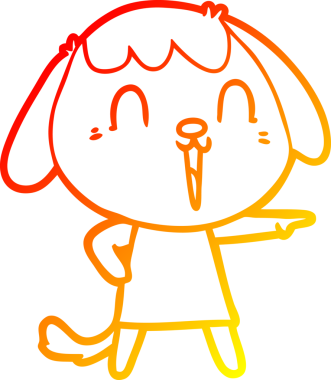 Bir insan tarafından çizilmiş sevimli bir köpeğin sıcak çizgi çizgisi.