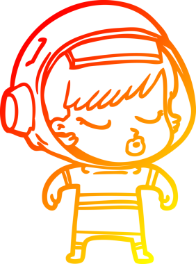 Bir insan tarafından çizilmiş güzel astronot bir kızın sıcak çizgi çizimi