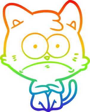 Gökkuşağı gradyan çizgi çizimi Bir insan tarafından çizilmiş gergin kedi