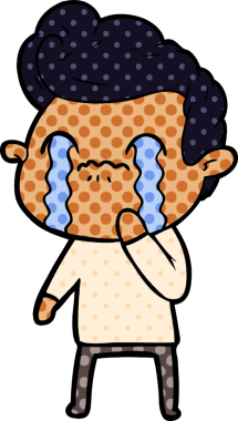 Bir insan tarafından çizilmiş ağlayan çizgi film adamı.