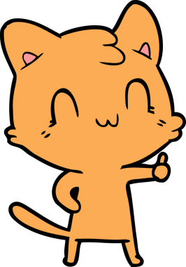 Bir insan tarafından çizilmiş mutlu bir kedi.