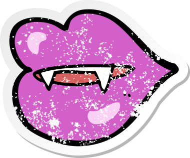 Bir insan tarafından çizilmiş vampir dişlerinin gerilimli yapıştırması.