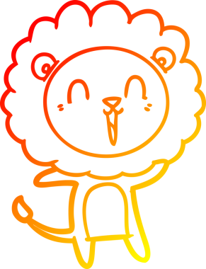 Bir insan tarafından çizilmiş gülen aslan karikatürü.