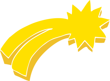 Bir insan tarafından çizilen kayan yıldızın düz renk çizimi