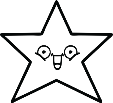 Bir insan tarafından çizilmiş yıldız balığının çizgi çizimi