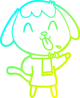 Bir insan tarafından çizilmiş şirin bir çizgi köpeğin soğuk gradyan çizgisi.