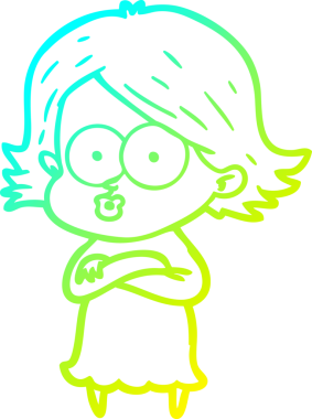 Bir insan tarafından somurtulmuş çizgi film kızı çizimi.