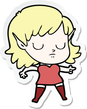 Bir insan tarafından çizilmiş bir elf kızının çıkartması.