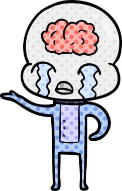 Bir insan tarafından çizilmiş koca beyinli bir uzaylı ağlaması.