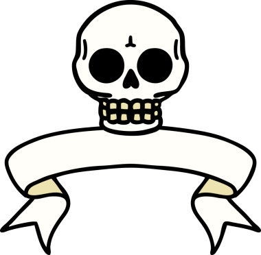 Bir insan tarafından çizilmiş geleneksel bir kafatası dövmesi.