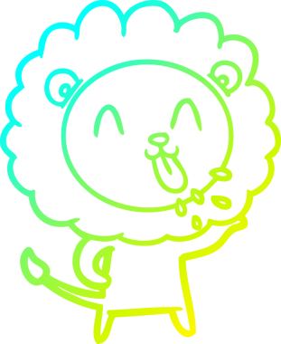 Bir insan tarafından çizilmiş mutlu çizgi film aslanı çizimi.