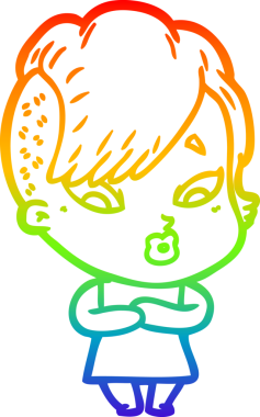 gökkuşağı gradyanı çizimi bir çizgi film kızı şaşırttı bir insan tarafından çizildi