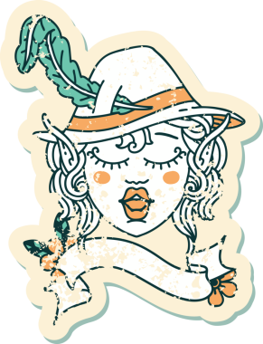 Retro Dövme Biçimi Elf karakter yüzü Bir insan tarafından çizilmiş