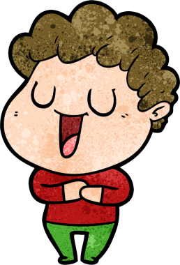 Bir insan tarafından çizilmiş gülen karikatür adam.