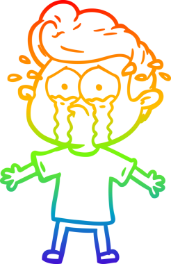 Bir insan tarafından çizilmiş ağlayan bir adamın çizdiği gökkuşağı gradyan çizgisi.