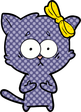 Bir insan tarafından çizilmiş çizgi film kedisi.