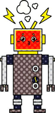 Bir insan tarafından çizilmiş robot arızasının çizgi romanı