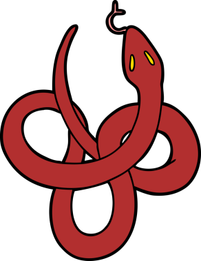 Bir insan tarafından çizilmiş çizgi film yılanı.