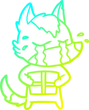 Soğuk gradyan çizgisi, bir insan tarafından çizilmiş bir karikatür, ağlayan bir kurt resmi.