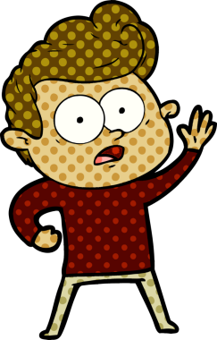 Bir insan tarafından çizilmiş çizgi film bakışlı adam.