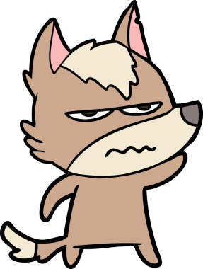 Bir insan tarafından çizilmiş rahatsız kurt çizgi filmi.