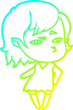 Bir insan tarafından çizilmiş bir vampir kız çizgi filmi.