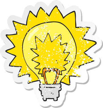 Bir insan tarafından çizilmiş bir karikatür ampulünün gerilimli yapıştırması.