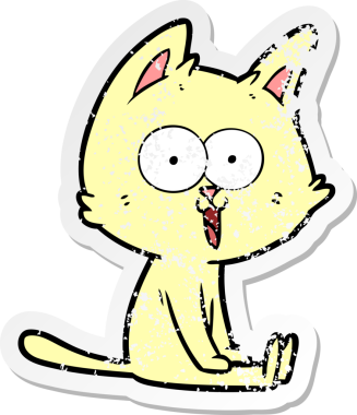 Bir insan tarafından çizilmiş komik bir çizgi film kedisinin sıkıntılı çıkartması.