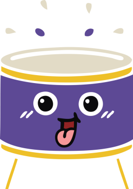 Bir insan tarafından çizilen davulun düz renk retro karikatürü