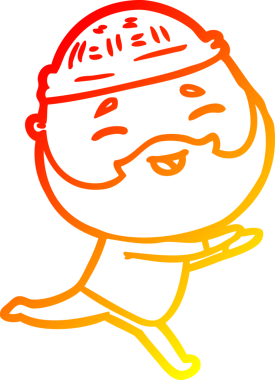 Bir insan tarafından çizilmiş mutlu sakallı bir adamın çizgi çizimi.