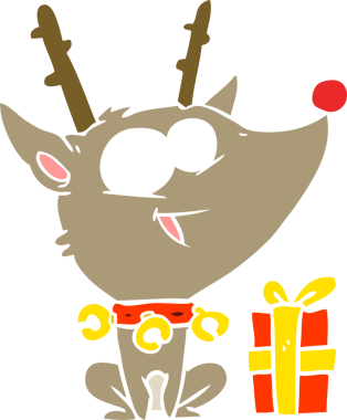 Bir insan tarafından çizilmiş düz renk çizgi film Noel Ren geyiği