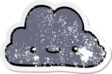 Bir insan tarafından çizilmiş şirin bir karikatür bulutunun sıkıntılı çıkartması.