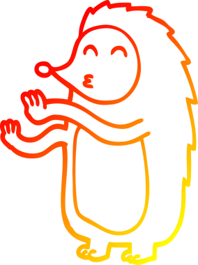 Bir insan tarafından çizilen mutlu kirpinin sıcak çizgi çizimi