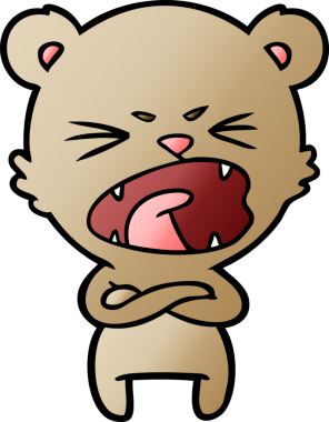 Kızgın çizgi film ayısı bir insan tarafından çizilmiş bağırıyor