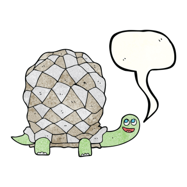 Bir insan tarafından çizilmiş serbest konuşma balonu desenli karikatür kaplumbağası