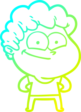 Bir insan tarafından çizilmiş mutlu bir adamın soğuk çizgi çizimi.