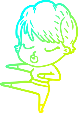 Bir insan tarafından çizilmiş gözleri olan bir karikatür kadın çizimi