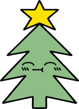 Bir insan tarafından çizilmiş güzel bir Noel ağacı karikatürü.