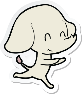 Bir insan tarafından çizilmiş şirin bir fil çıkartması.