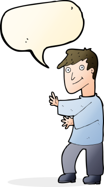 Bir insan tarafından çizilmiş konuşma balonlu mutlu adam çizgi filmi.