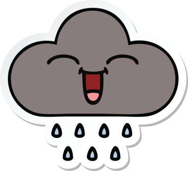 Bir insan tarafından çizilmiş şirin bir fırtına bulutunun çıkartması.