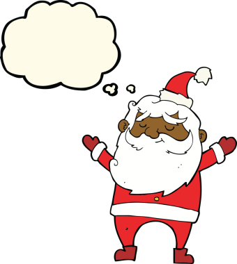 Mutlu noel baba çizgi filmi Bir insan tarafından çizilmiş düşünce baloncuğu ile