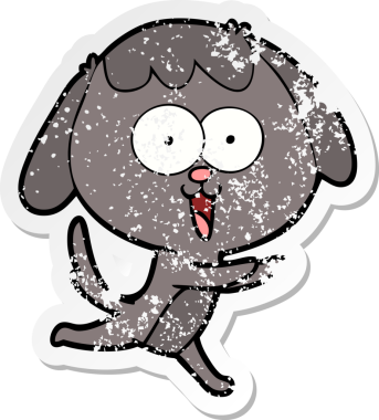 Bir insan tarafından çizilmiş şirin bir köpeğin sıkıntılı çıkartması.