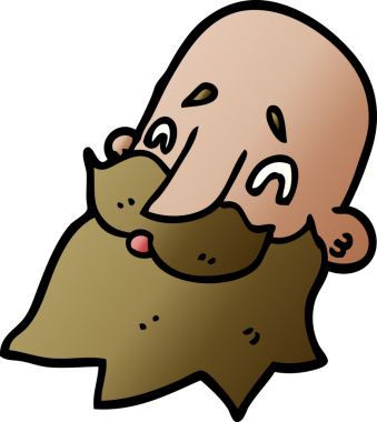 Bir insan tarafından çizilmiş sakallı karikatür adam.