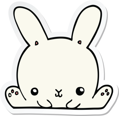 Bir insan tarafından çizilmiş çizgi film tavşanının çıkartması.