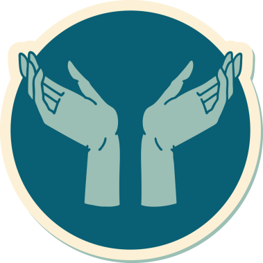 Bir insan tarafından çizilmiş geleneksel bir açık el dövmesi çıkartması.